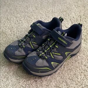 Merrell Kids' Blue and Gray Sneakers with Lime Accents, Select Grip, size 3 wide